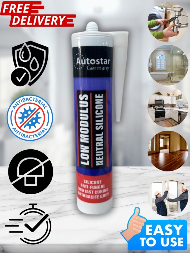 AutoStar Germany Multi Purpose Silicone Sealant - 310ml, Available in White, Black, Gray, Clear