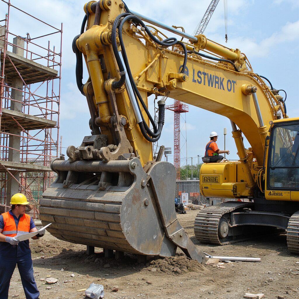 Construction site with heavy equipment and workers, showcasing the importance of sealants in building durable and weather-resistant structures.