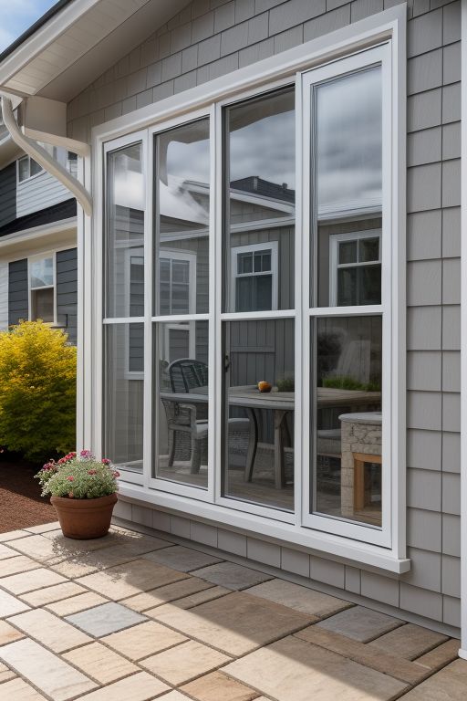 A sunny outdoor patio featuring well-sealed window frames and siding, showcasing unmatched durability and resistance to weather elements.